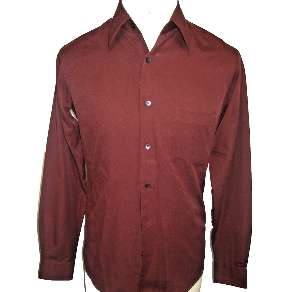 Mens Murano Maroon LS Dress Shirt sz S